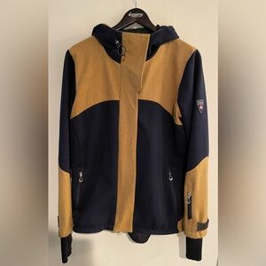 Dale of Norway Women’s All Weather Wool Jacket, Navy and Old Gold, Size L